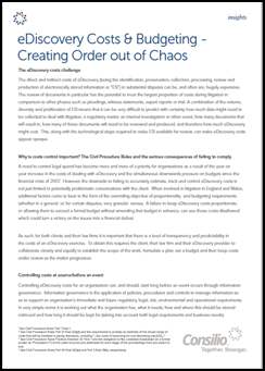 eDiscovery Costs & Budgeting – Creating Order out of Chaos, Screenshot, Front Page