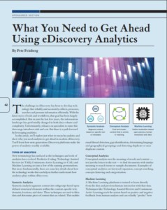 What you need to Get Ahead Using eDiscovery Analytics, Screenshot, Front Page